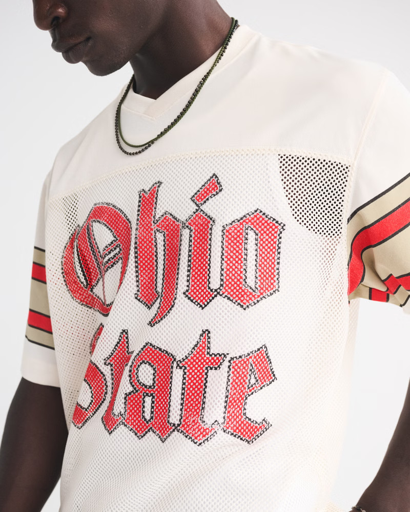Men's The Ohio State University Cropped Football Jersey | Men's Tops | Abercrombie.com | Abercrombie & Fitch (US)