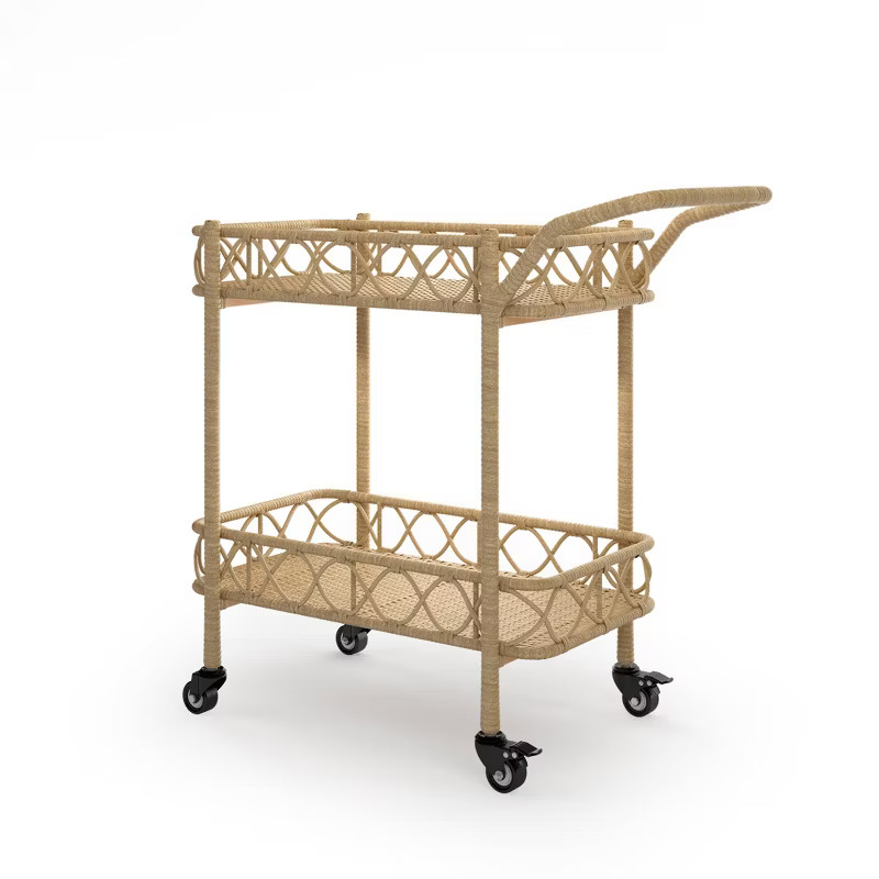 Haven Way Indoor/Outdoor Wicker Serving Cart Tan | Target