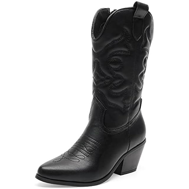 DREAM PAIRS Women's Western Cowboy boots Mid Calf Cowgirl boot Pull-on | Amazon (US)