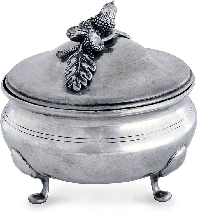Pewter Acorn Sauce Bowl with Lid - Elegant Dip Serving Bowl for Entertaining - 5.5 Inch Tall | Amazon (US)