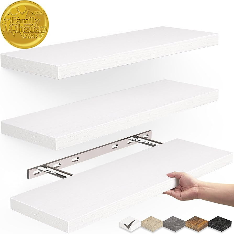 BAYKA Floating Shelves for Wall, Wall Mounted Rustic Wood Shelves for Bathroom, Bedroom, Living R... | Amazon (US)