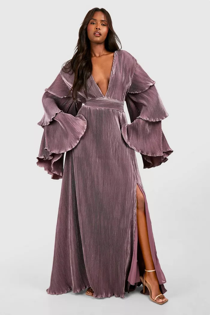 Layered Ruffle Sleeve Maxi Dress | Boohoo.com (UK & IE)