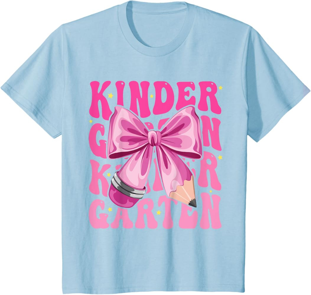 First Day Of School Kindergarten Girls Coquette Bow Teacher T-Shirt | Amazon (US)