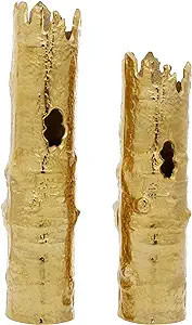 CosmoLiving by Cosmopolitan Aluminum Crown Vase, Set of 2 18", 15"H, Gold | Amazon (US)