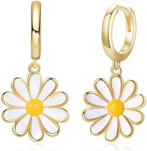 CuteFeel 18K Gold Plated Daisy Earrings for Women, Flower Dangle Earrings Hypoallergenic Jewelry | Amazon (US)