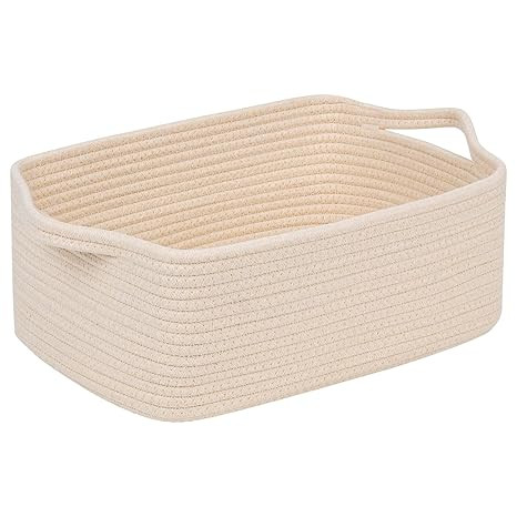 CubesLand Cute and Durable Small Cotton Rope Basket for Organizing, Woven Closet Storage Bin,Shel... | Amazon (US)