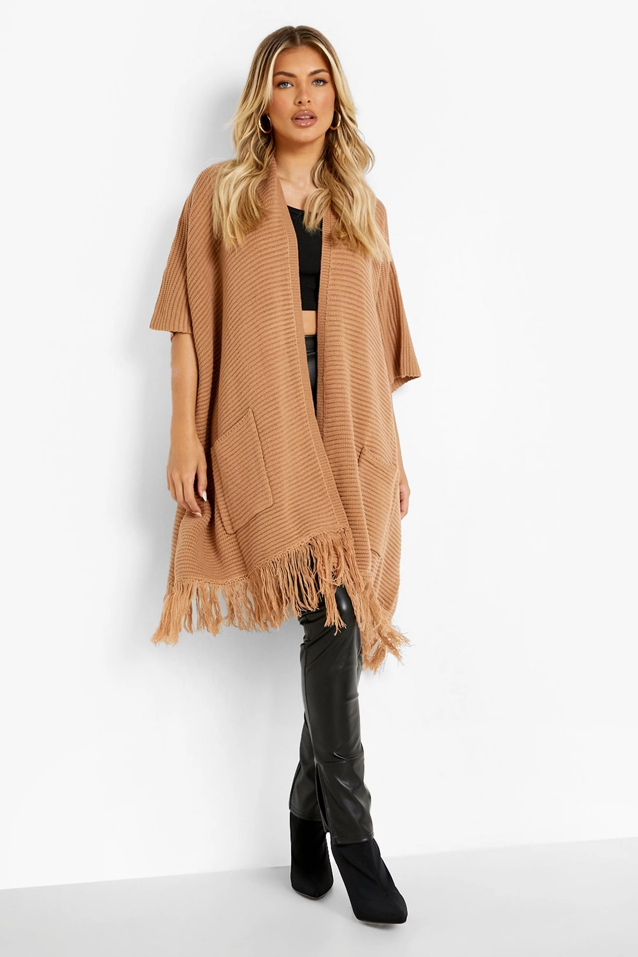 Tassel Hem Cape Cardigan | Boohoo.com (US & CA)