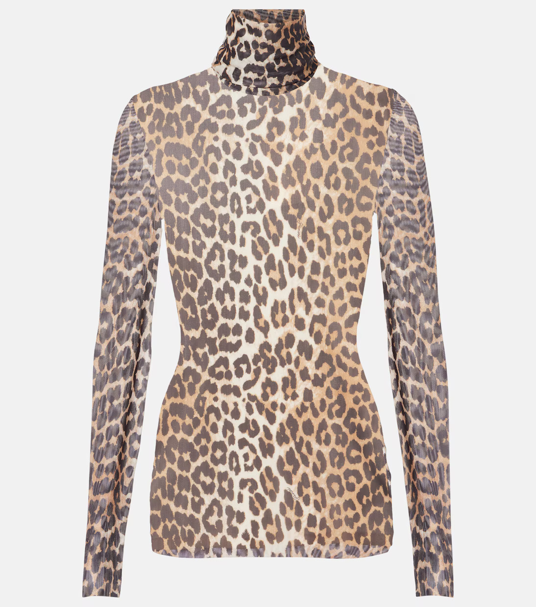 Leopard-print mesh turtleneck top | Mytheresa (US/CA)