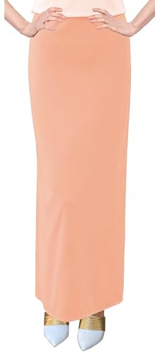 BABY O Women's Basic Modest 37" Below The Knee Ankle Length Maxi Straight Skirt (Peach. 16) | Amazon (US)