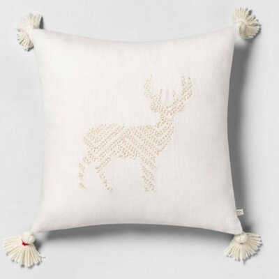 Hearth & Hand Magnolia Deer Cream Throw Pillow Tassels | eBay US