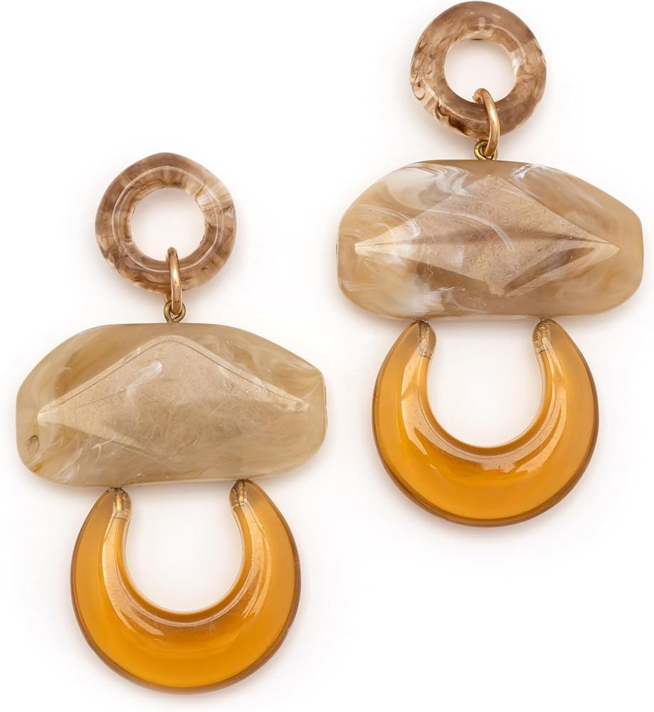 Triple Brown Bead Stacked Dangle Earring | Amazon (US)