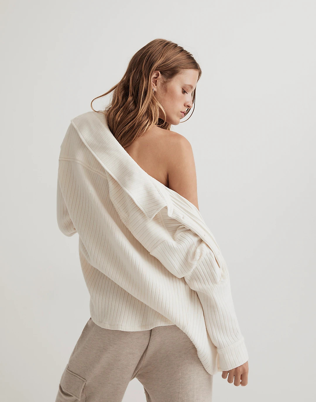 Donni Sweater Rib Button-Front Shirt | Madewell