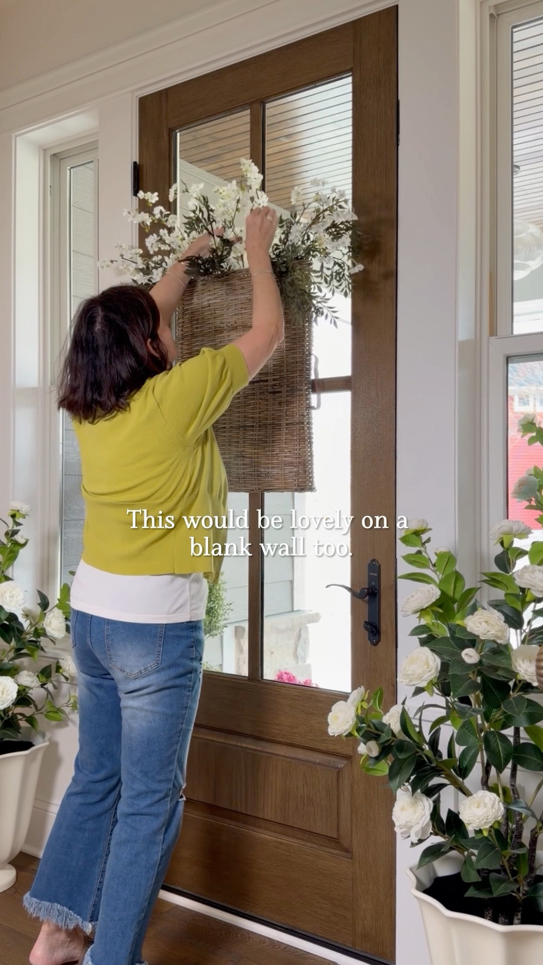 I love the size of this door basket! And it’s on sale! It’s a fun alternative to a wreath for your summer door. It would look lovely on a blank wall as well. 

✨I used 5 of each quince and fern leaf stems.

#LTKSeasonal #LTKHome #LTKSaleAlert