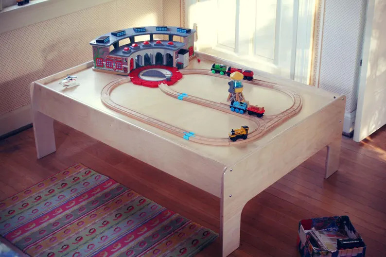Wooden Kids Activity Table - Train, Lego Bricks and Craft Play Table - Montessori Play - Building... | Etsy (US)