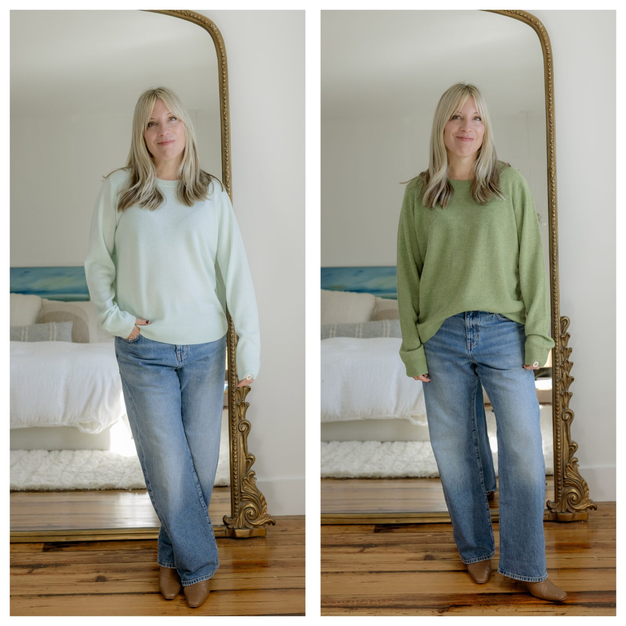These cashmere sweaters are great for just knockin’ around. My trick is to wait until I spy a color that makes my heart beat fast, and then size up 2-3 sizes.

The Nordstrom brand sweater (mint, above left) is a thicker cashmere and runs a little bigger than the Caslon – I sized up two sizes in this one. The color selection is staggering, and this sweater is also a solid choice if you’re looking for a skiing midlayer, too. I bought one in yellow last year, and ended up wearing it all Spring. This one washes like all of my other cashmere sweaters (wash in a mesh bag, on cold, lay flat to dry).

The Caslon sweater (green, above right) is a looser knit, and actually looks VERY similar to Reformation’s Boyfriend Sweater. That said, it has the same problems of Ref’s sweater (and then some): I would be VERY careful washing it, and it’ll pill. This sweater also snags a bit easier than others. That said, it’s also incredibly lightweight, and I love how sheer-ish it is over a bra. 

 #LTKmomlife #LTKOver40
