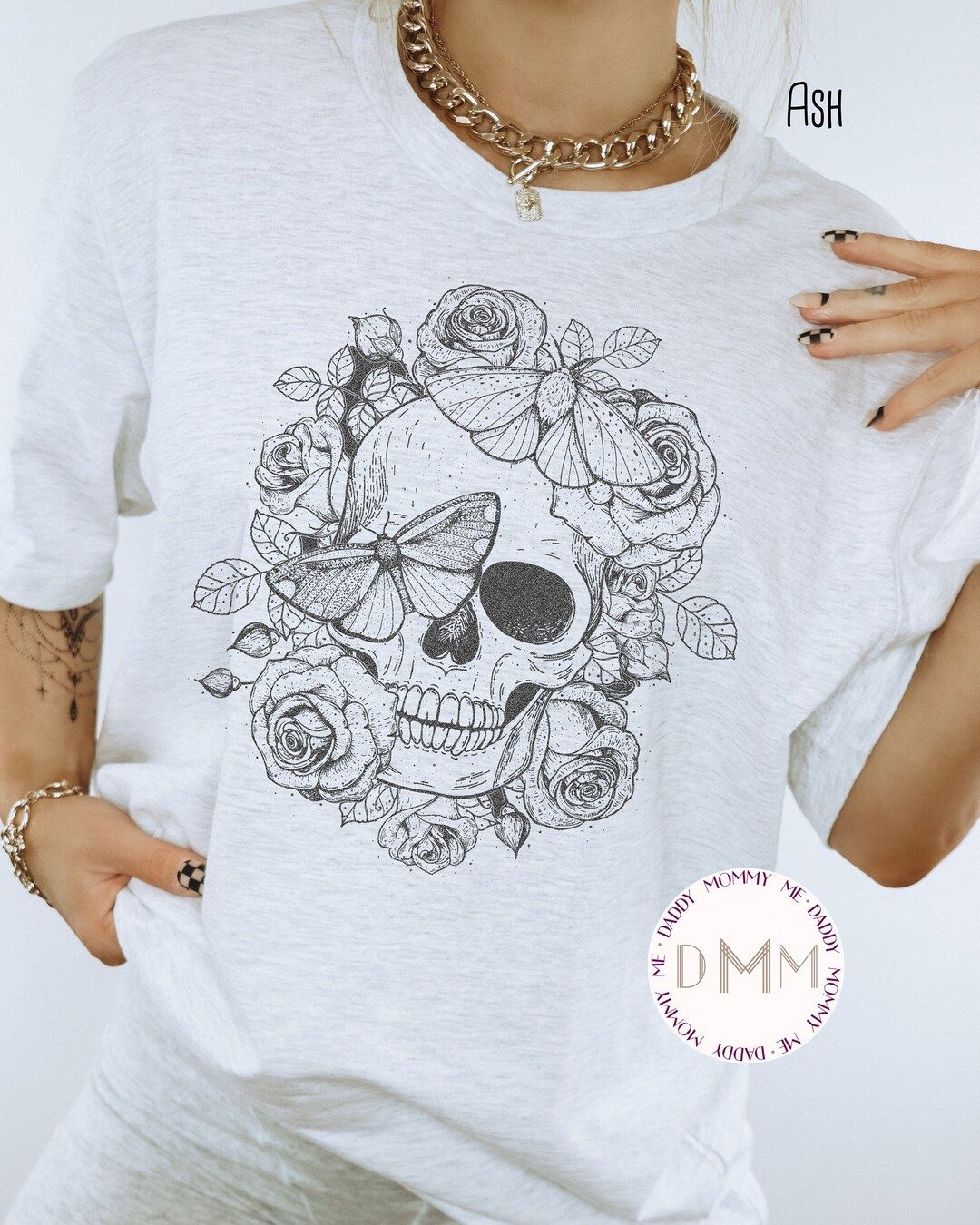 Floral Skull Shirt Halloween Shirt Flower Skull Shirt Metallic - Etsy | Etsy (US)