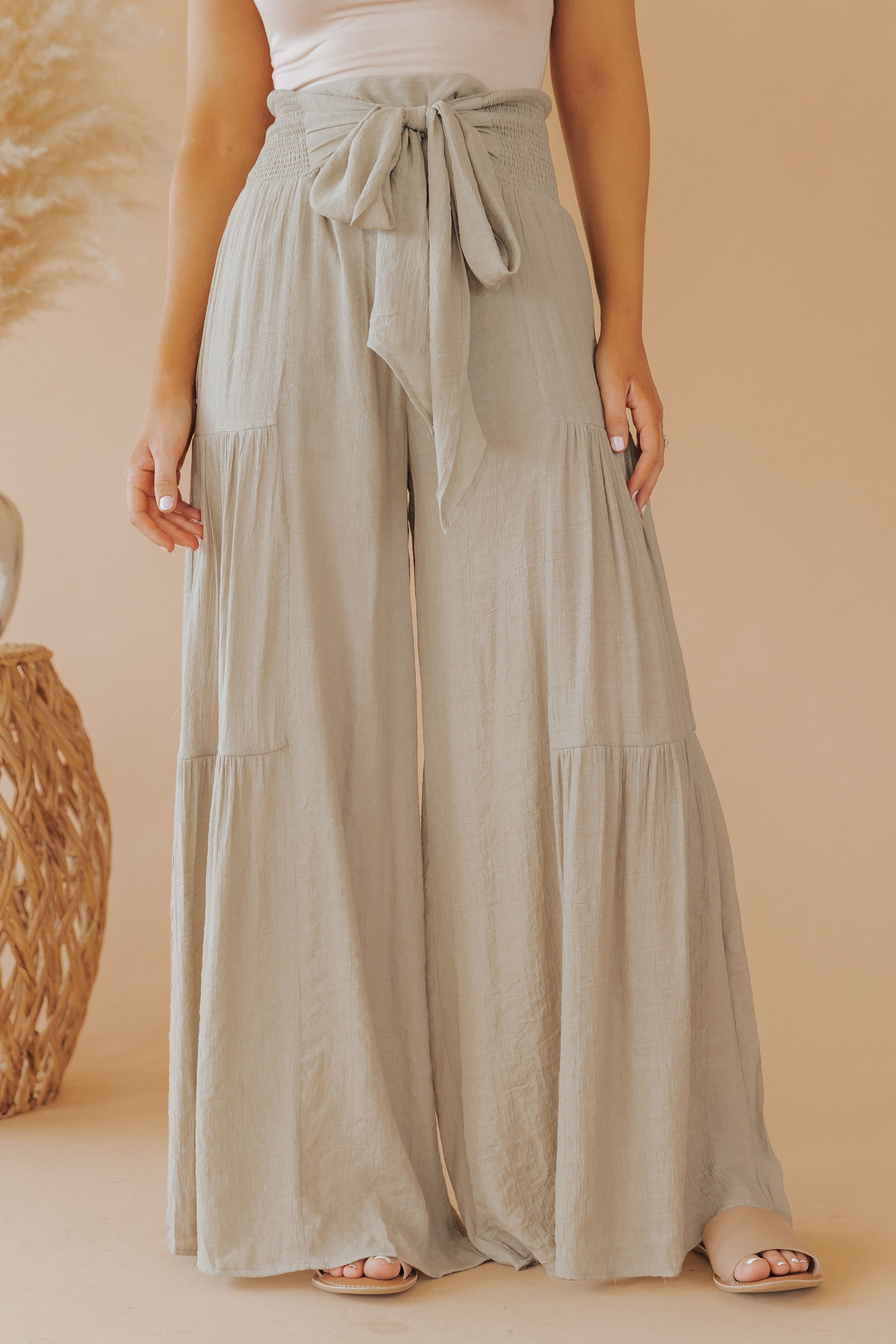 Olive High Waisted Tiered Flare Pants | Magnolia Boutique