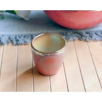 Pink Coffee/Espresso Handleless Cup/Mug With Glossy Glazing & Gold Metallic Rim - Artistic Handmade Reduction Firing Pottery | Etsy (US)