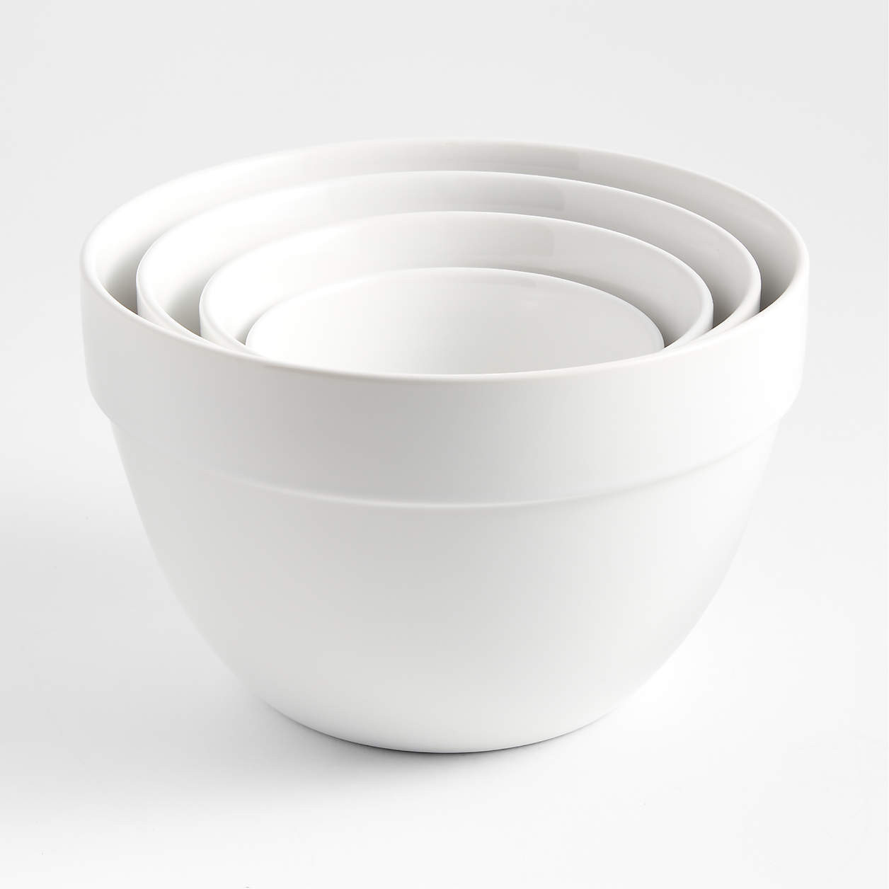 Aspen White Rimmed Ceramic Mixing and Serving Bowls, Set of 4 + Reviews | Crate & Barrel | Crate & Barrel