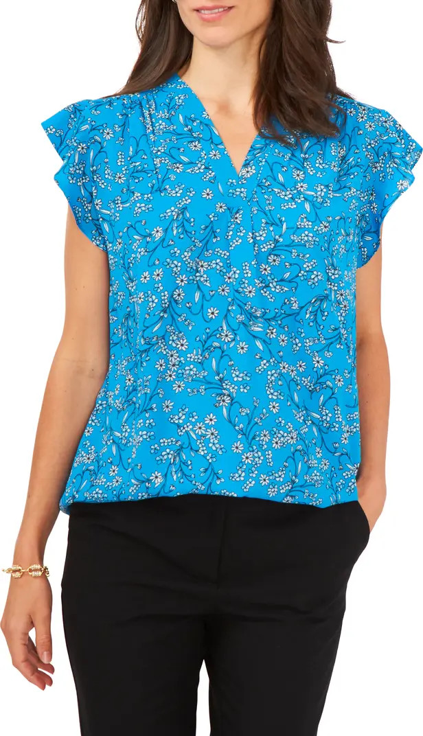 Chaus Print Flutter Sleeve Blouse | Nordstrom | Nordstrom
