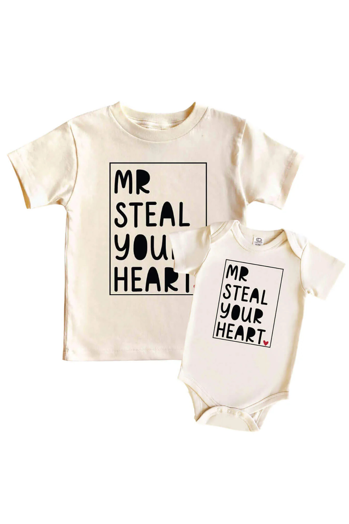 Mr. Steal Your Heart Graphic Bodysuit & Kids Tee | Natural | Caden Lane
