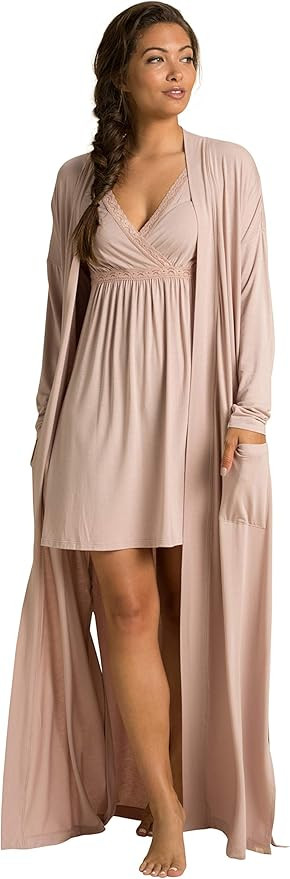 Barefoot Dreams Luxe Milk Jersey Women's Duster Robe, Light Pool Robe | Amazon (US)