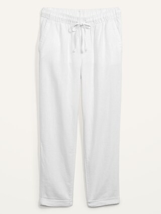 High-Waisted Linen-Blend Straight Cropped Pants for Women | Old Navy (US)