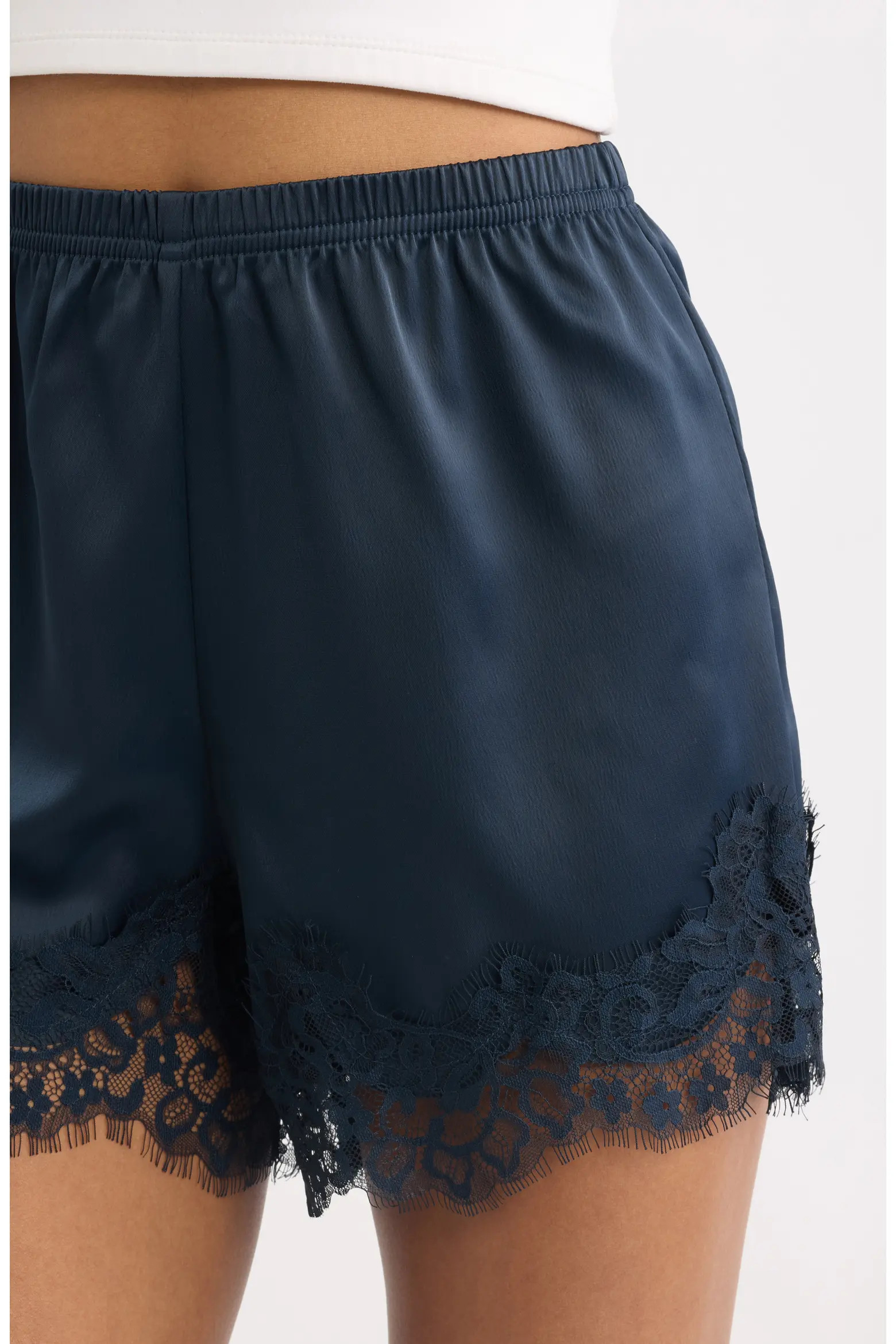 Open Edit Lace Trim Satin Shorts (Women) | Nordstrom | Nordstrom