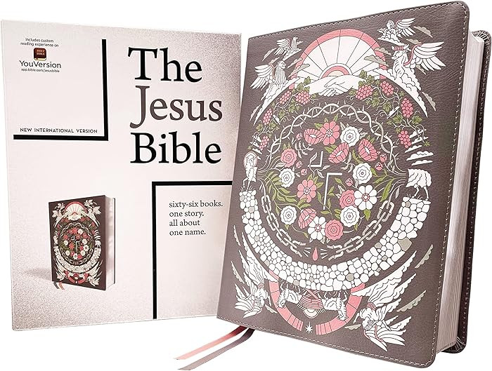 The Jesus Bible Artist Edition, NIV, Leathersoft, Gray Floral, Comfort Print | Amazon (US)
