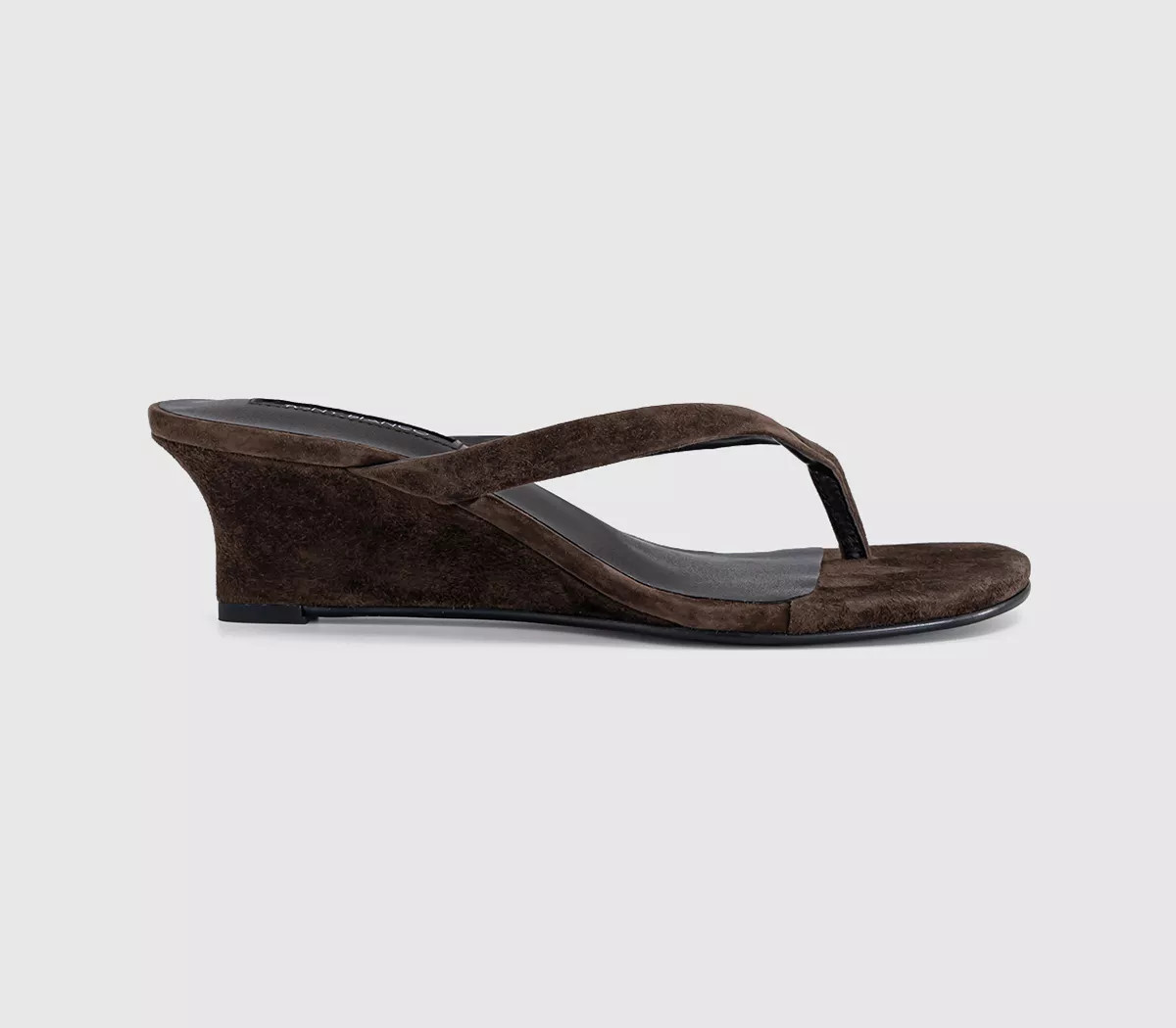Tony Bianco Edgy Toe Post Wedge Heels Espresso Suede - Mid Heels | Office Shoes (UK)