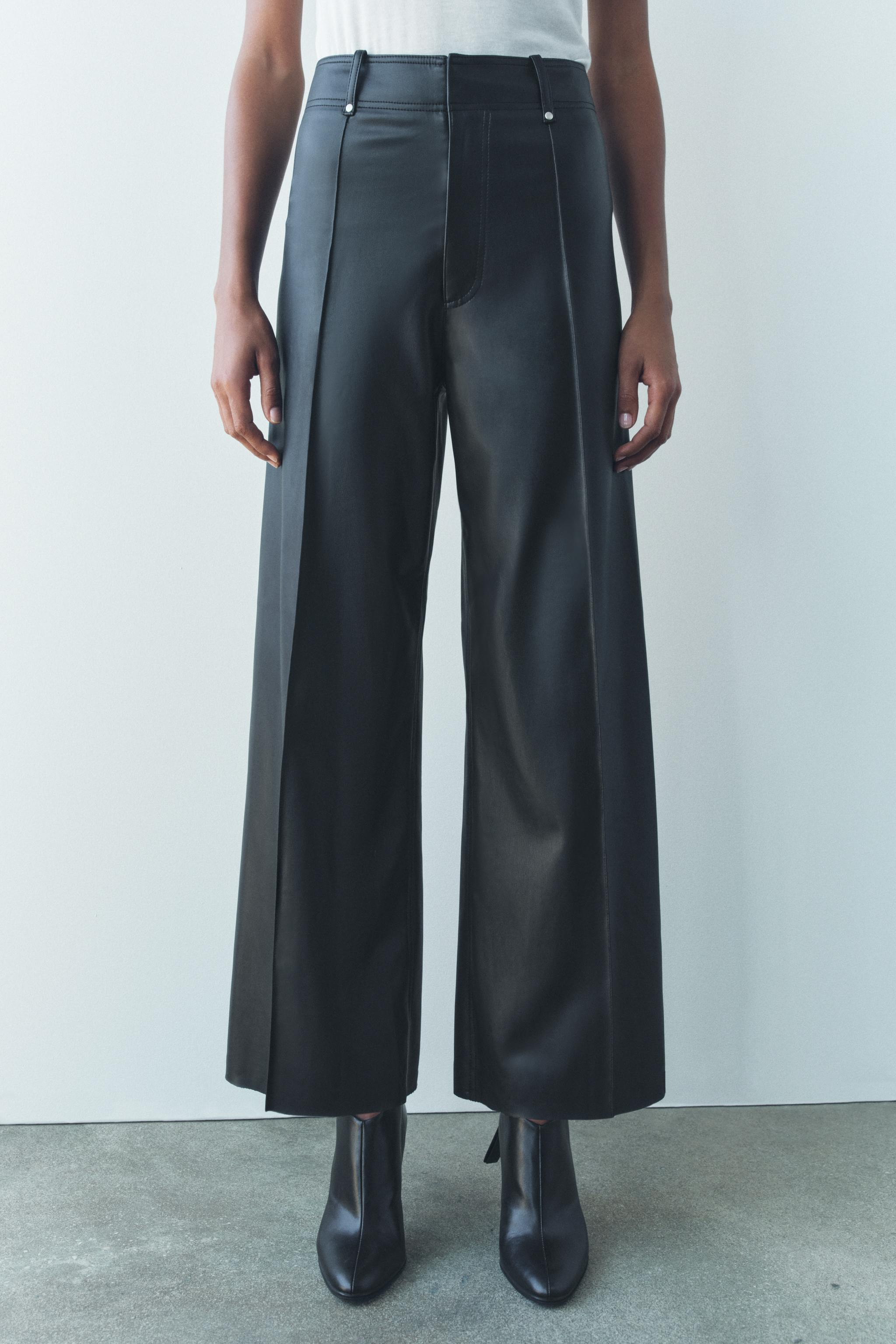 FAUX LEATHER WIDE LEG PANTS ZW COLLECTION | Zara US