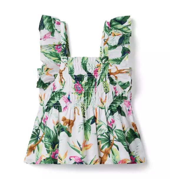 Tropical Jungle Smocked Ruffle Cropped Top | Janie and Jack