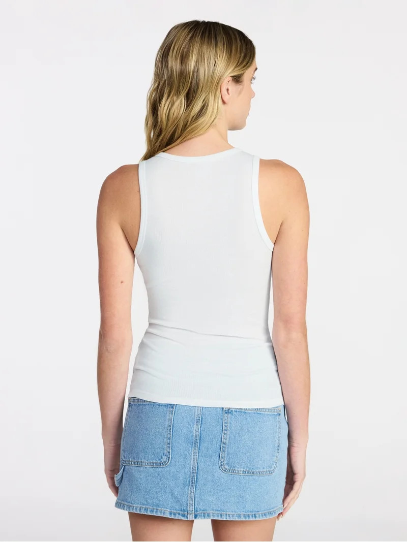 No Boundaries Ribbed High Neck Tank Top, Women's XXS-XXL | Walmart (US)