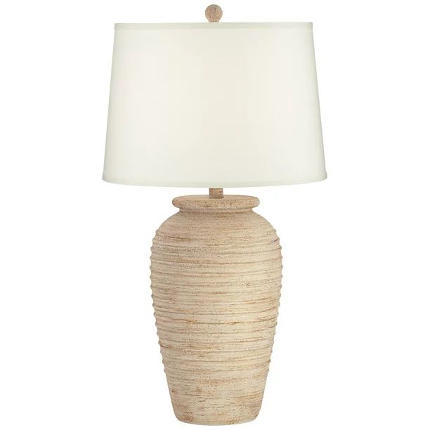 John Timberland Country Cottage Table Lamp with USB Charging Port 28" Tall Sand Cream Linen Drum ... | Walmart (US)