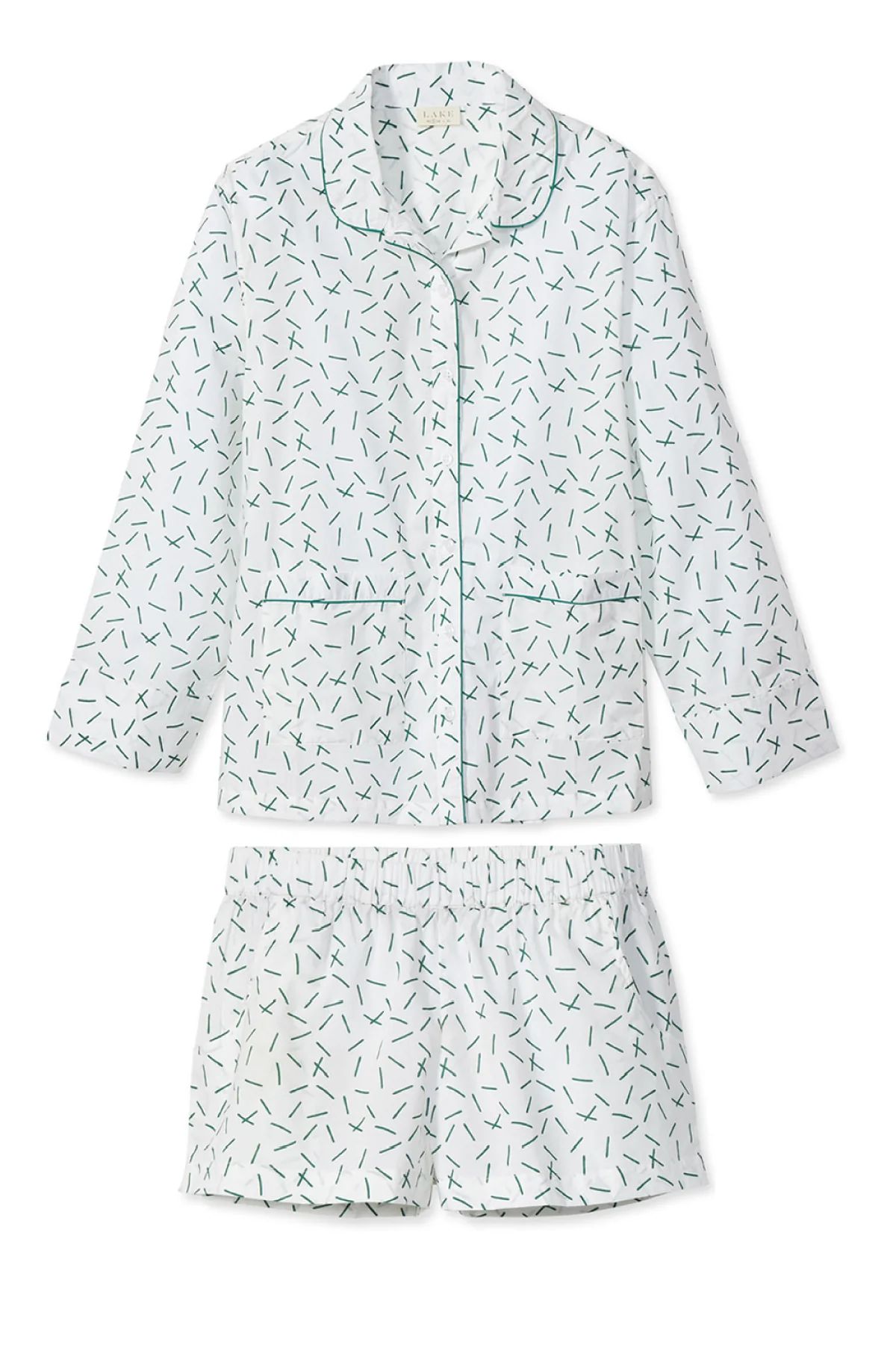 Poplin Shorts Set in Hedge | LAKE Pajamas