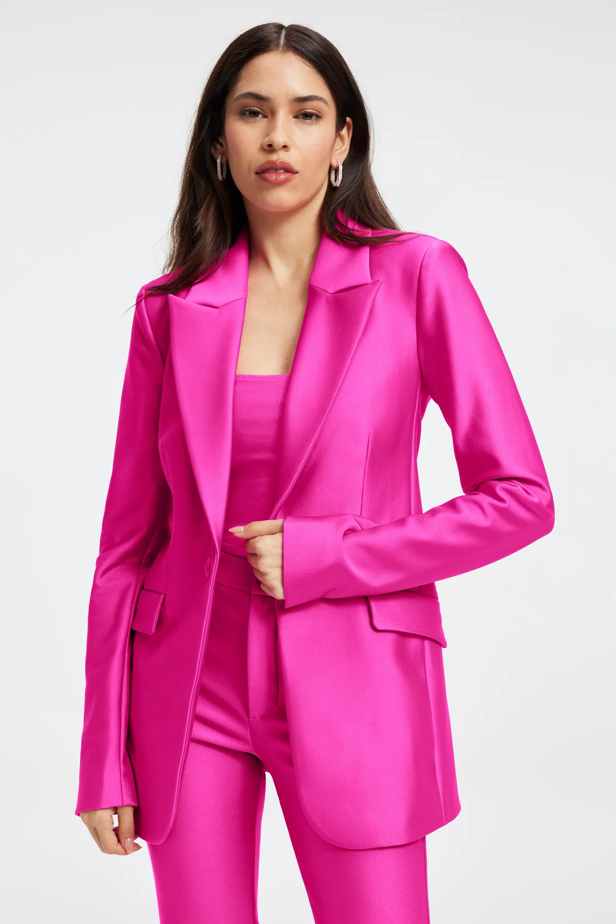 COMPRESSION SHINE SCULPTED BLAZER | FUCHSIA PINK001 - GOOD AMERICAN | Good American