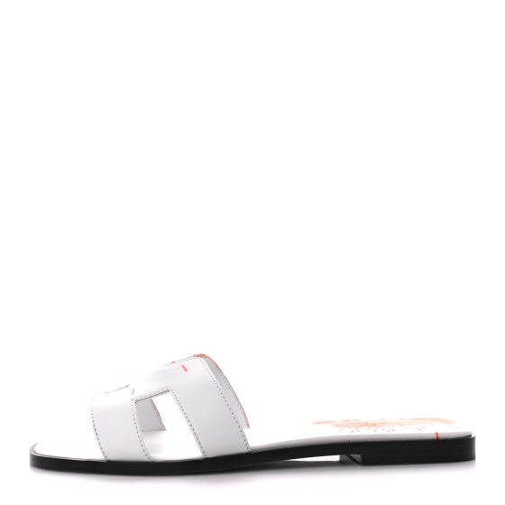 Calfskin Printed Peinture Fraiche Oran Sandals 39 White Orange | FASHIONPHILE (US)