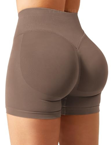 YEOREO Boost Women Workout Gym Impact Shorts Brown | Amazon (US)