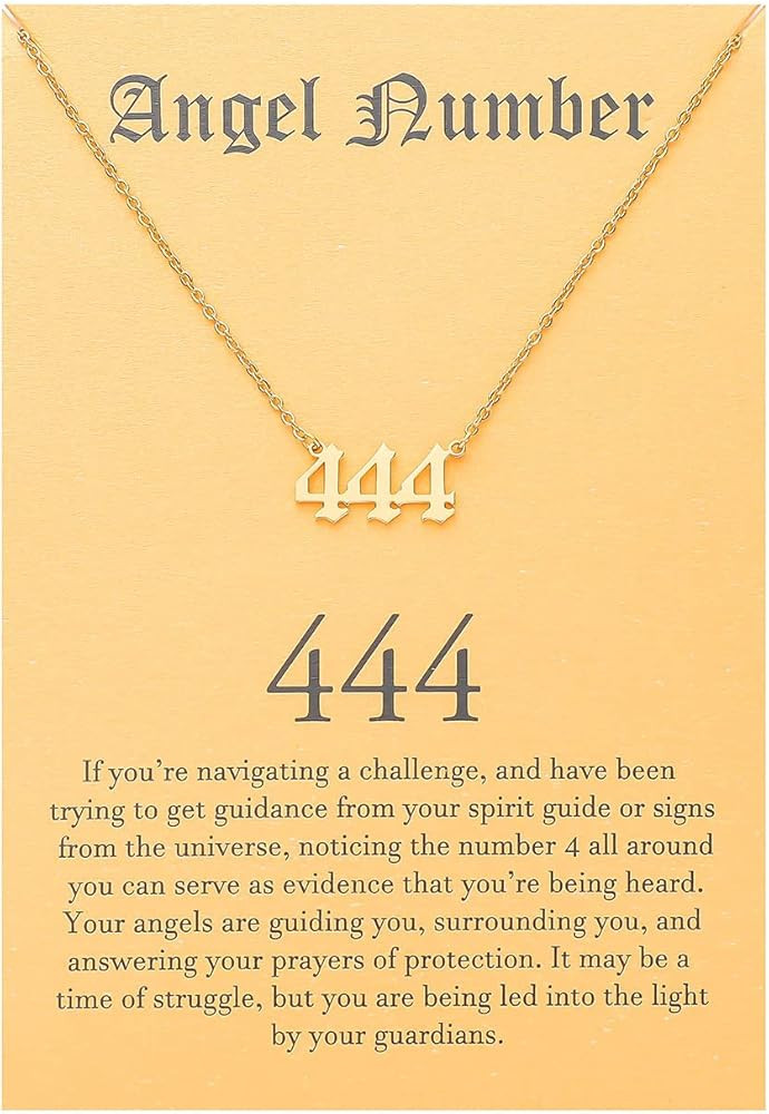 2pcs Old English Angel & Number Necklace Numerology Jewelry for Women 18K Gold Plated Stainless Stee | Amazon (US)