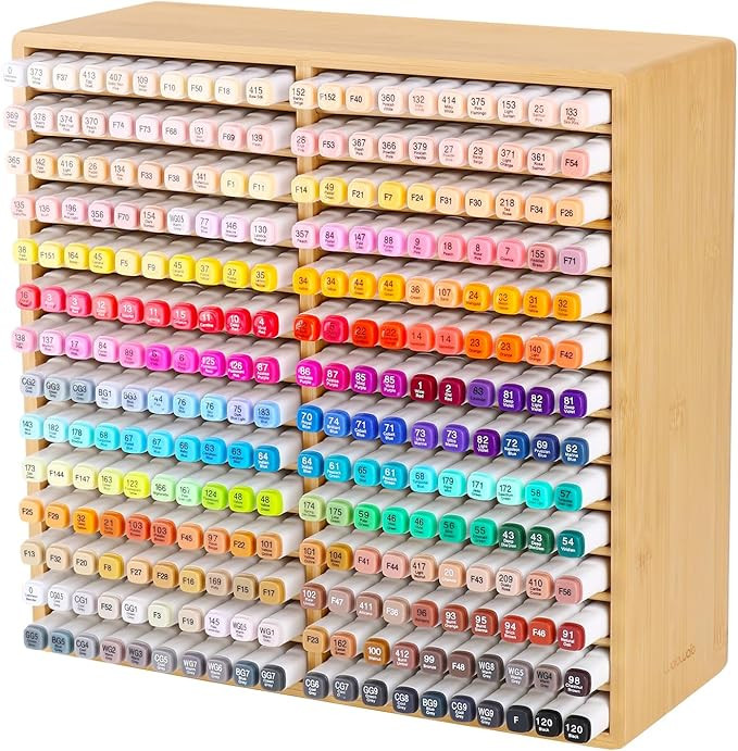 walowalo Bamboo Marker Organizer for 280 Markers Durable Pencil Holder Desk Storage Extra Large f... | Amazon (US)