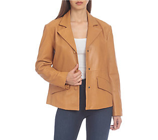 Badgley Mischka Drop-Shoulder Leather Blazer | QVC