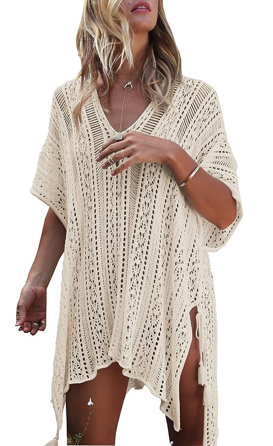 Wander Agio Beach Swimsuit for Women Sleeve Coverups Bikini Cover Up Net | Amazon (US)