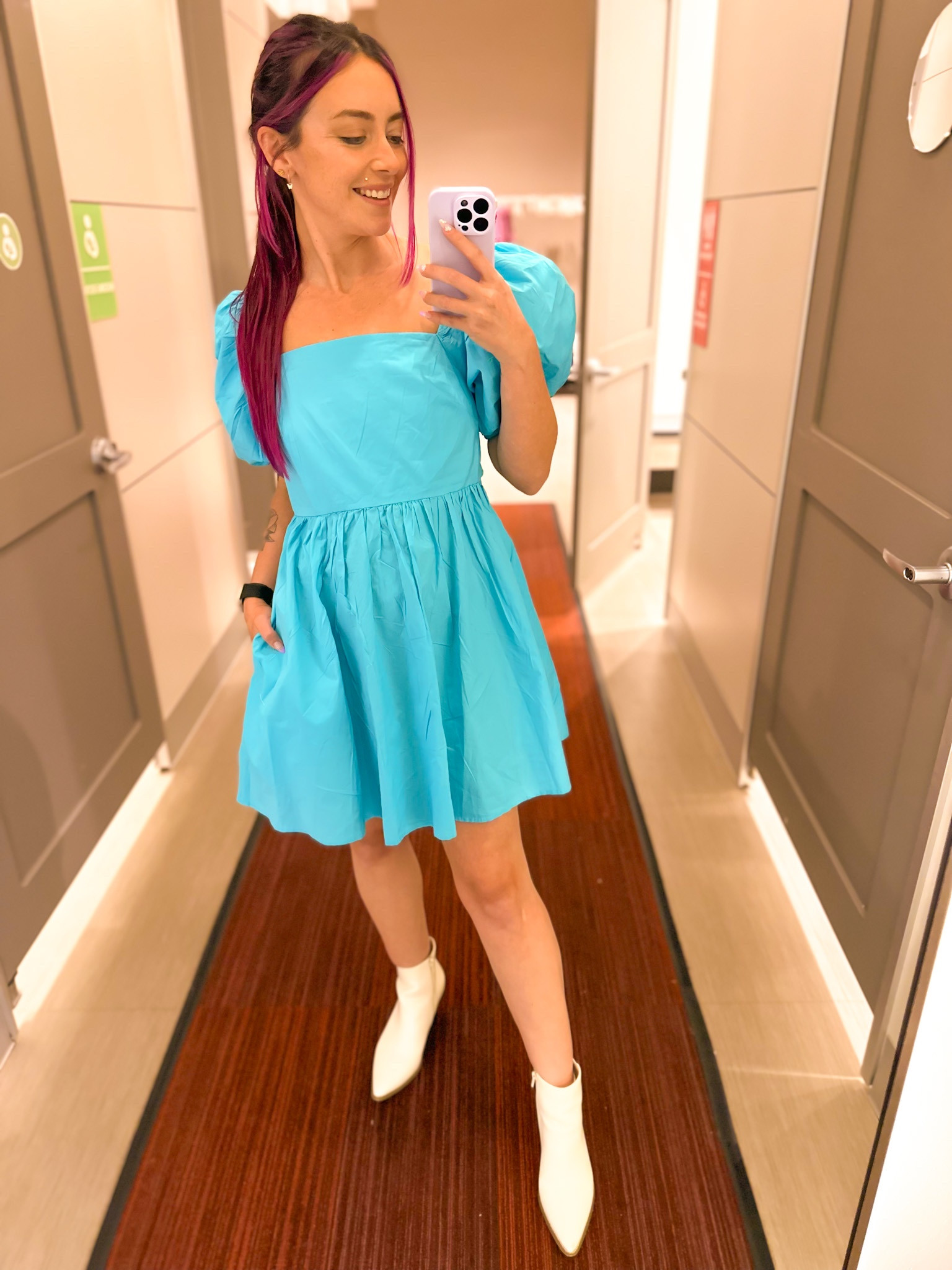 Select spring dresses are 30% off at Target!! 
Brought this cutie home with me. Paired here with white booties, but it’s going to be so much cuter with the pink lily charlotte boots at home 🥹🫶🏻

#LTKfit #LTKFind #LTKunder50