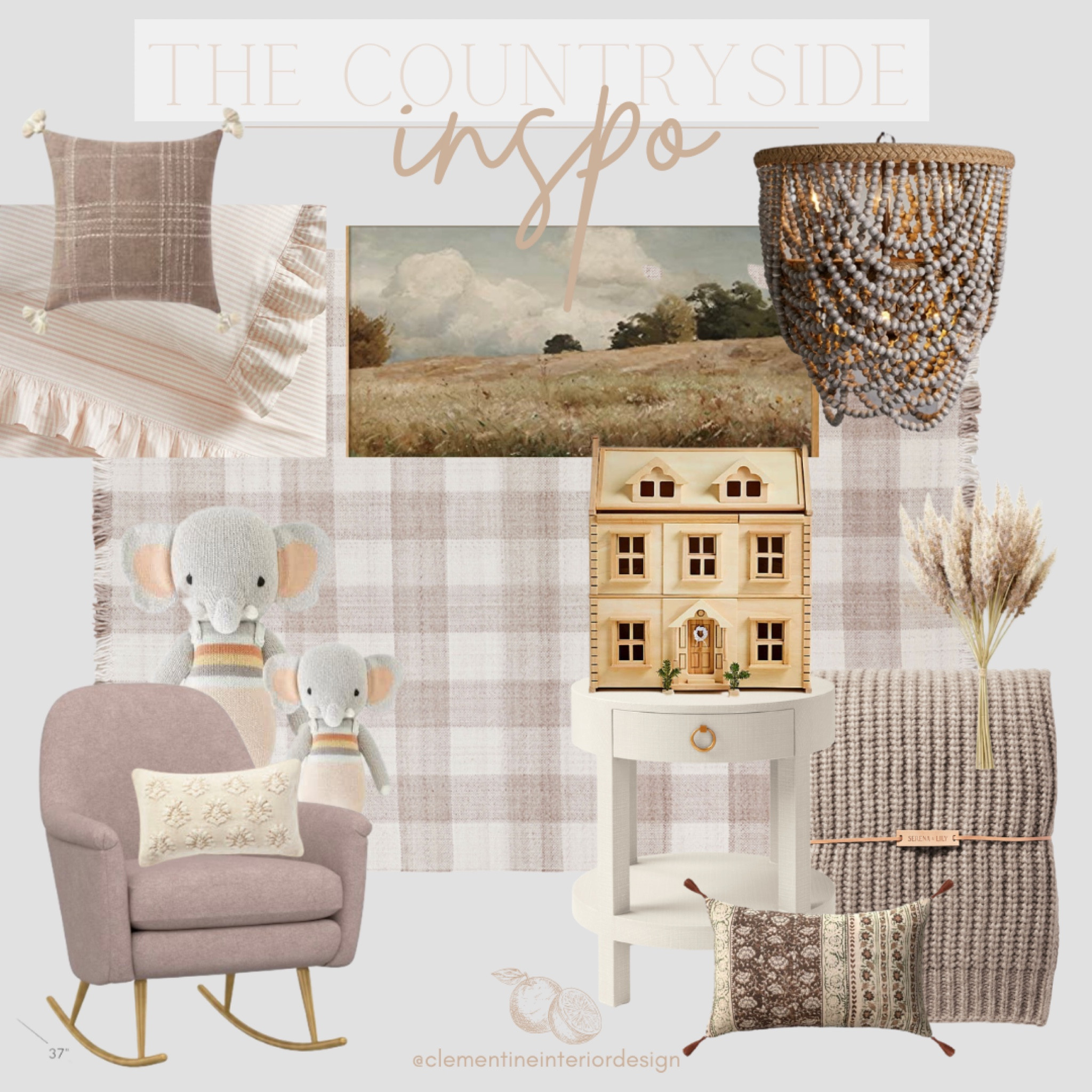 Take a stroll through the countryside 🤍

Kids room decor, neutral home decor, kids room design, beaded flush mount light, dusty rose chair, ruffle sheet, gingham area rug, vintage wall art, wool throw blanket, wooden dollhouse 

#LTKbaby #LTKhome #LTKkids