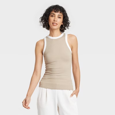 Women's Slim Fit Ribbed Tank Top - A New Day™ | Target