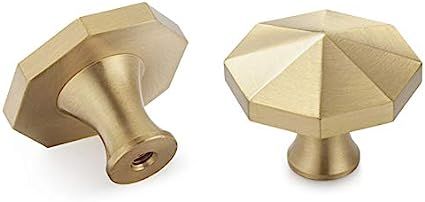 Pack of 10, Brushed Brass Cabinet Knobs, Gold Dresser Drawer Knobs, Pull Handle Knobs for Kitchen... | Amazon (US)