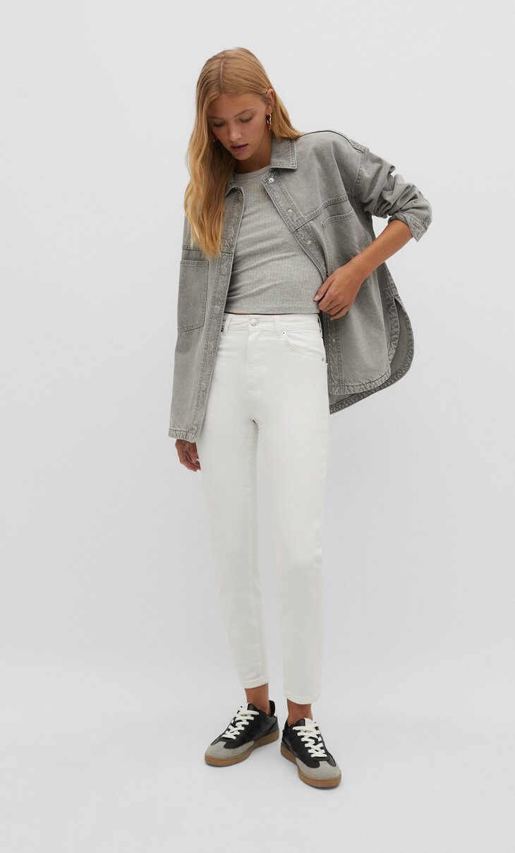 1465 Slim-fit mom jeans - Women's fashion | Stradivarius United Kingdom | Stradivarius (UK)