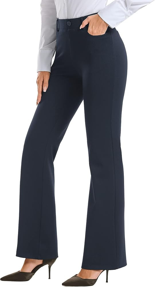 Stelle Womens Bootcut Stretch Dress Work Pants Slacks with Pockets Pull On | Amazon (US)