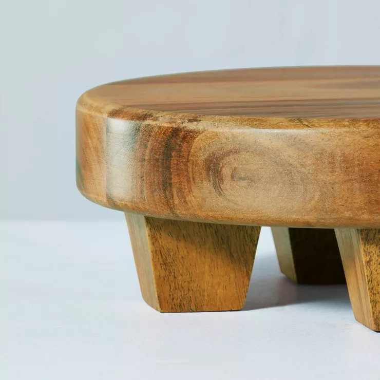 Round Footed Wood Serve Stand Brown - Hearth & Hand™ with Magnolia | Target