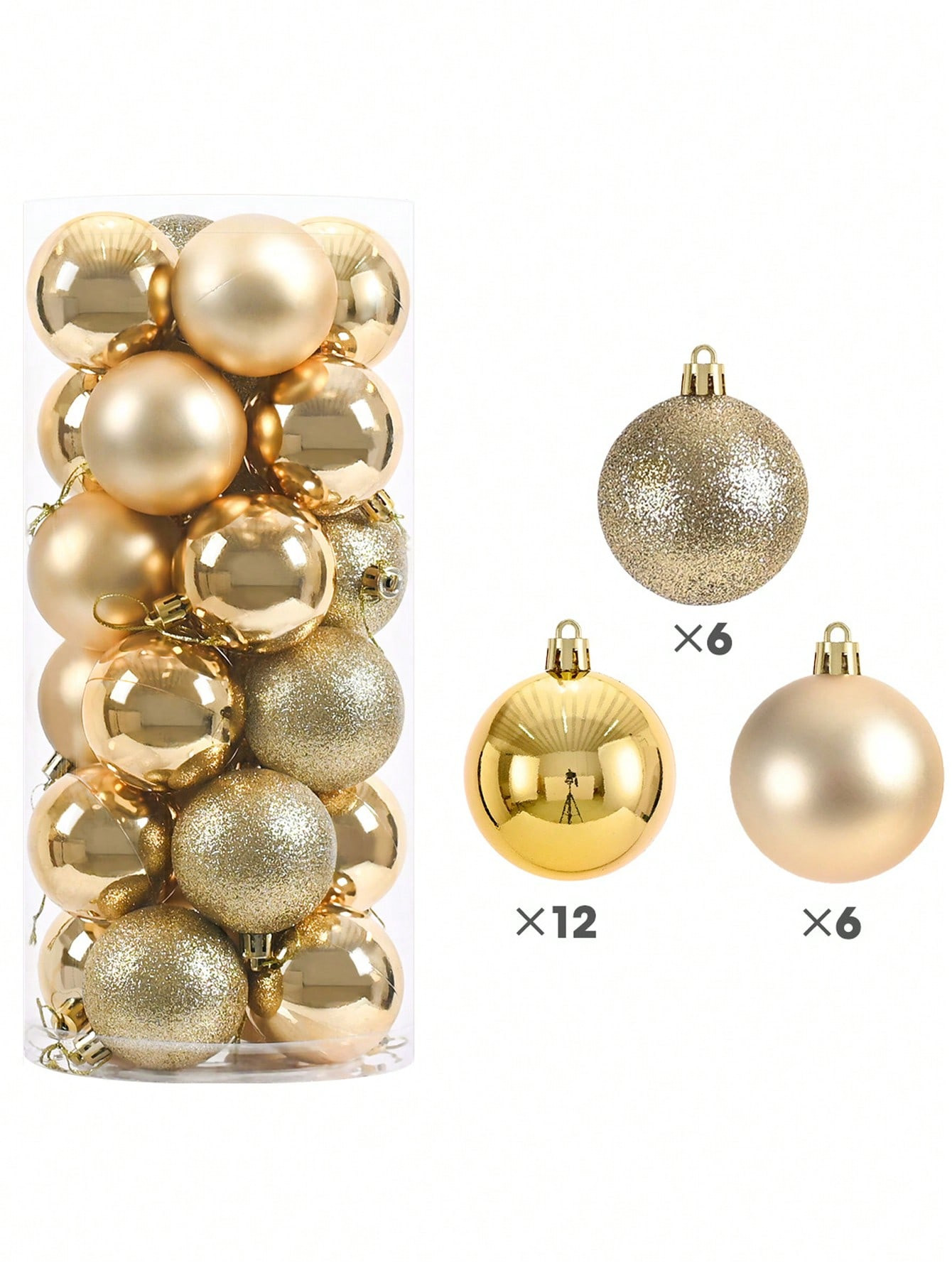 24pcs 3cm Golden Christmas Decoration Ball Ornaments | SHEIN